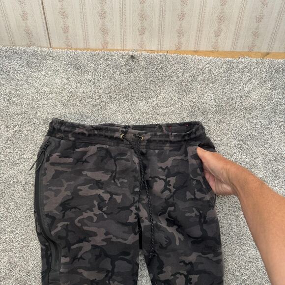 Nike Pants Mens Large Black Gray Camo Tech Fleece Joggers Sweatpants Pockets - Picture 7 of 14